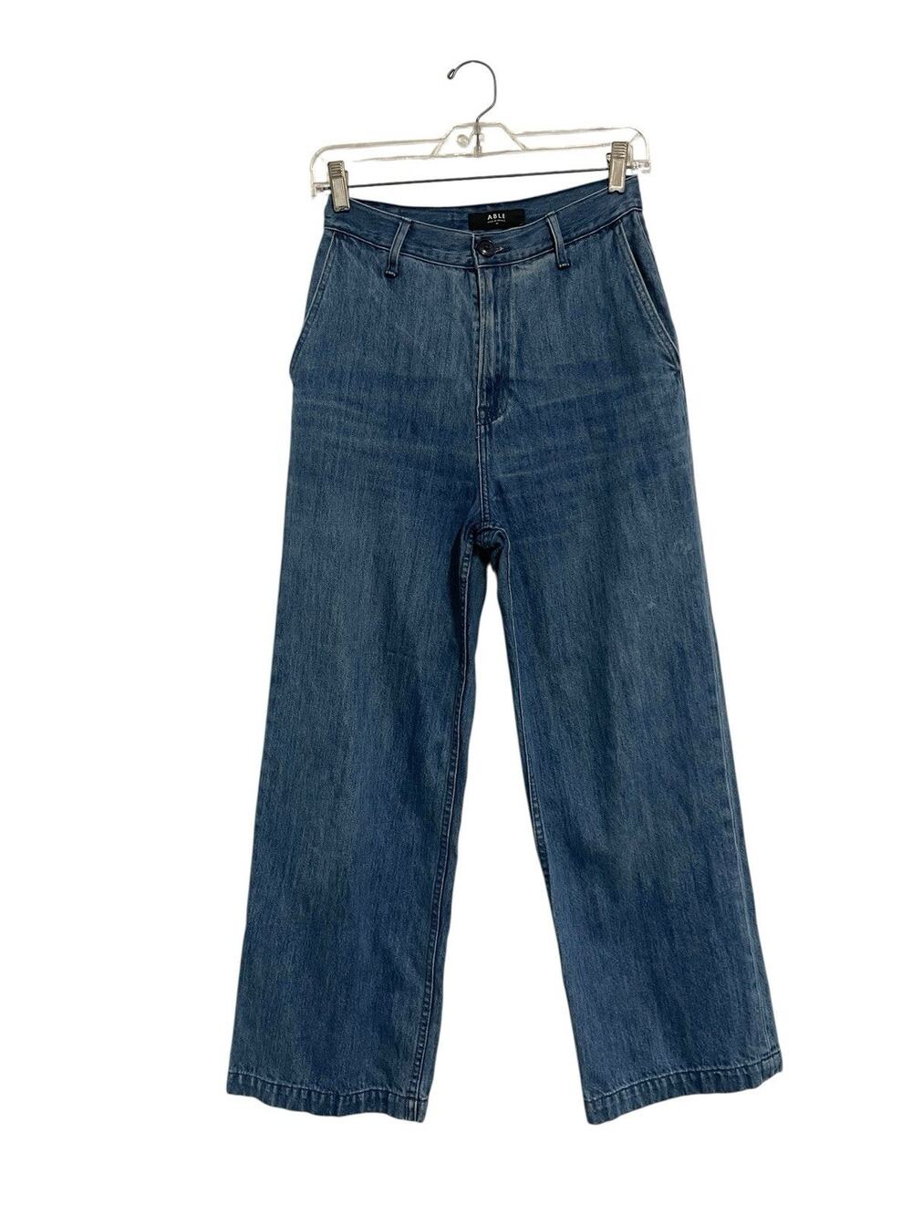 ABLE High Waisted Trouser Jeans Wide Leg Crop Size 25